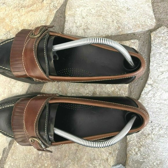 Cole Haan Monk Strap Loafer Mens 9 C03586 Pinch Buckle Fringe Two Tone Black - Picture 4 of 11